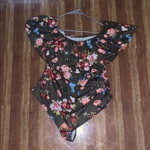 Floral Flounce Bodysuit in a size 18